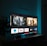 A television screen displaying a user interface with popular streaming service apps including Netflix, Sky, Apple TV, Prime Video, and others. The screen also shows images from movies or shows above the apps. The room is dimly lit with a potted plant visible on the side.